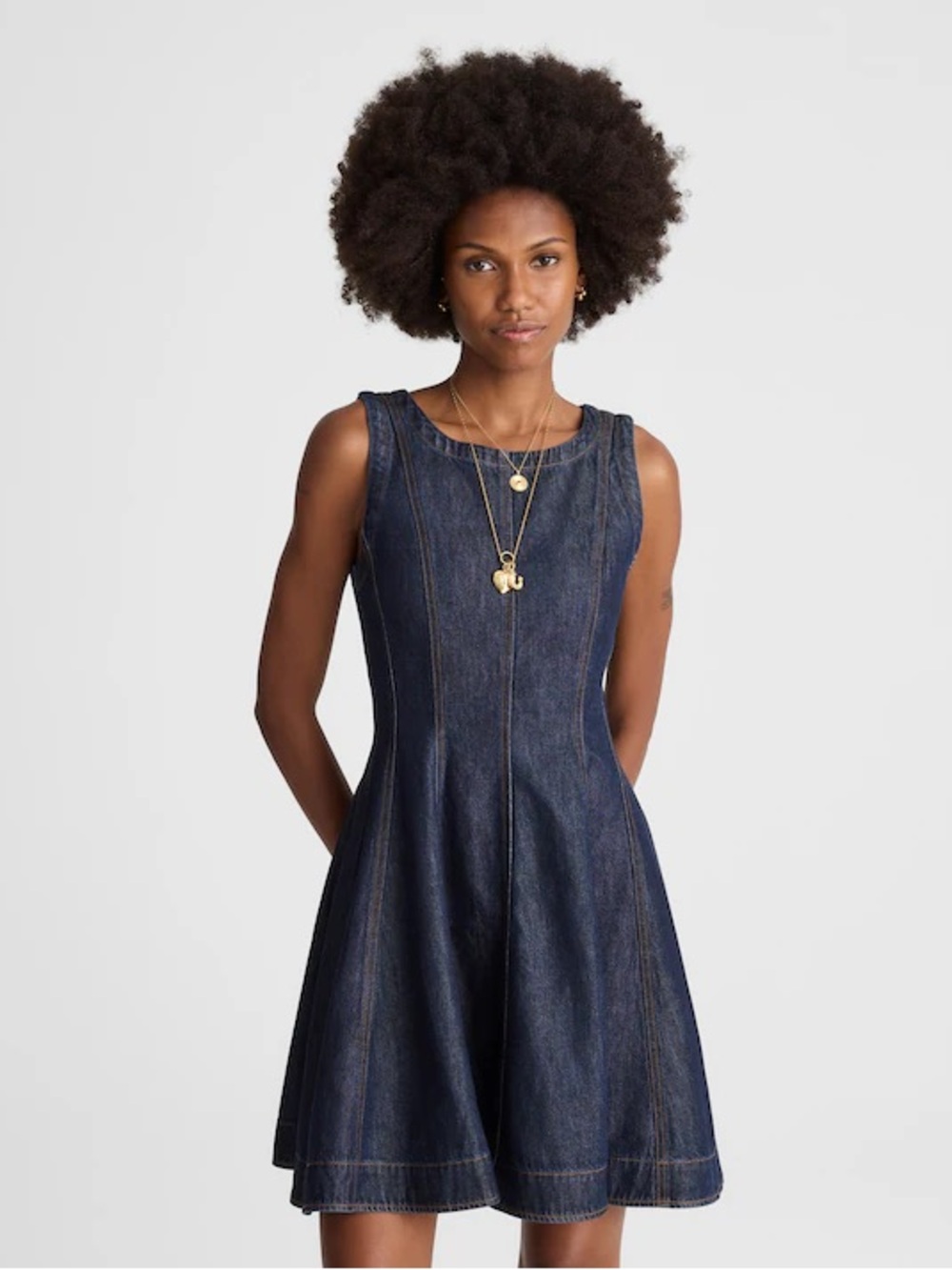 Madewell Airy Denim Circle Mini Dress in Rinse Wash NZ106 Size M NWT